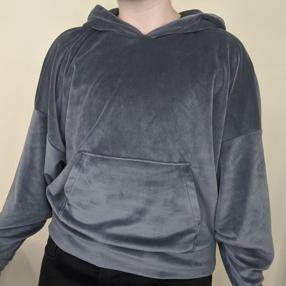 Cozy Blue Velvet Baggy Hoodie